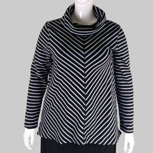 Tribal striped loose fit turtleneck sweater